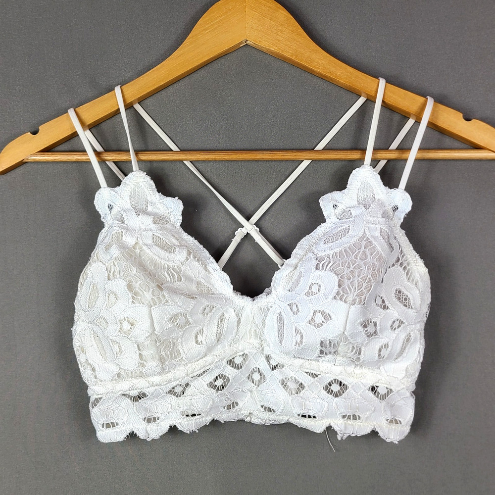 Anna Grace White Lace Padded Bralette Coquette Cottagecore Angelcore Size S